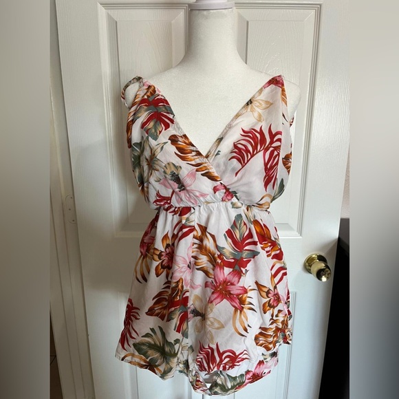 💙SHEIN Women Floral Print Cami Romper white green red and Pink - Picture 7 of 12